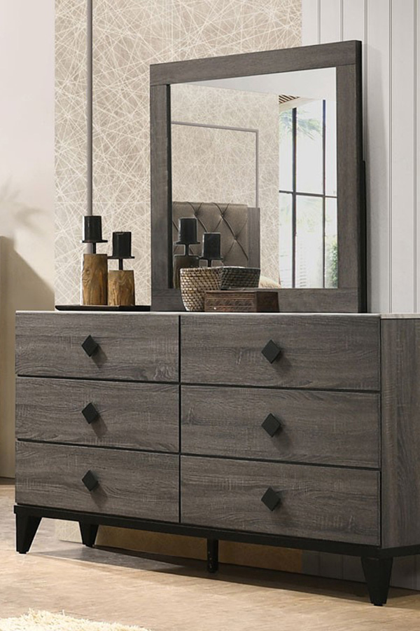ACME - Avantika Dresser in Faux Marble Top/Rustic Gray Oak