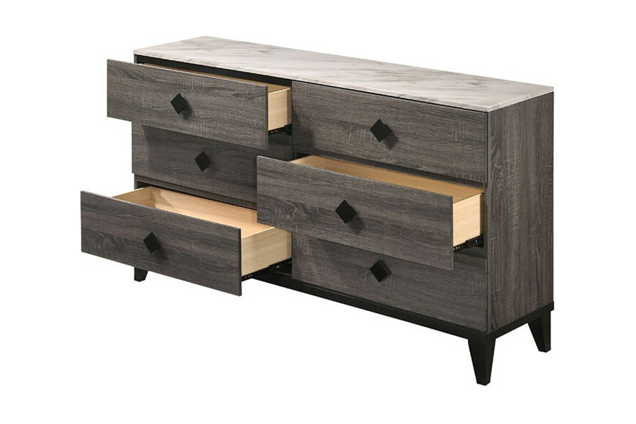 ACME - Avantika Dresser in Faux Marble Top/Rustic Gray Oak