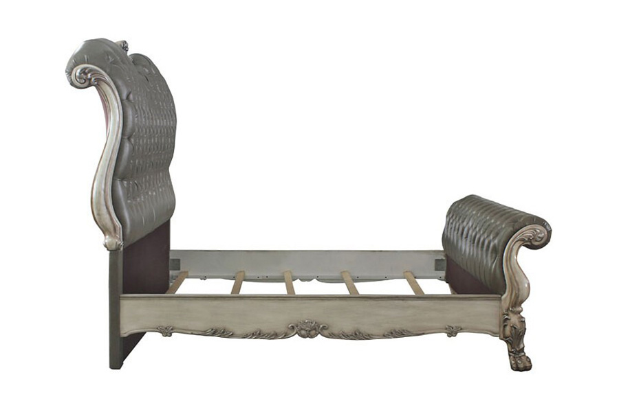 ACME Dresden Sleigh Bed - Vintage Bone White, Queen Size