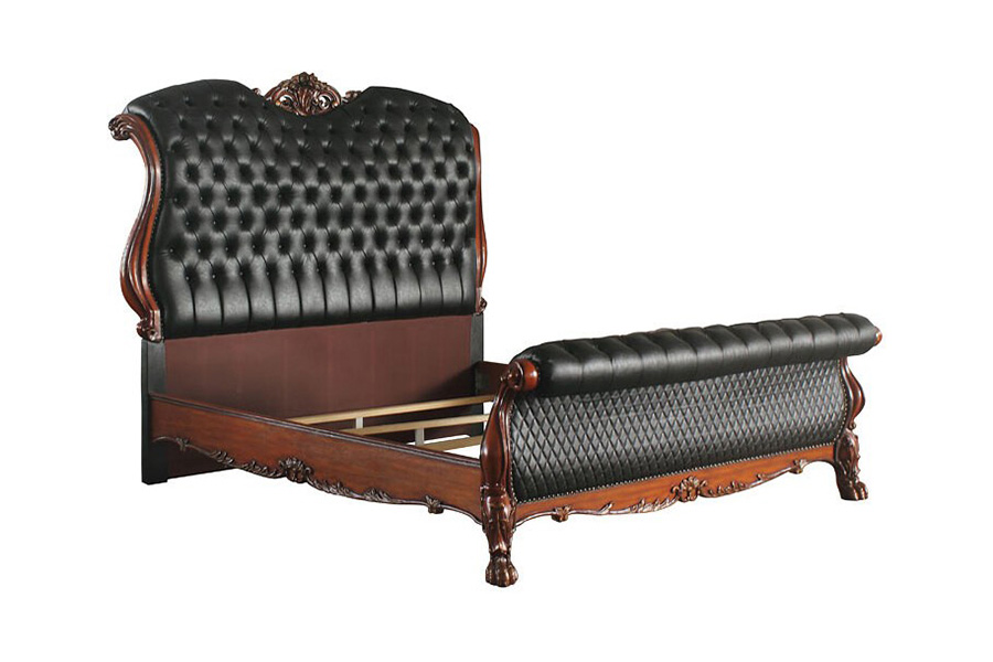 ACME Dresden Sleigh Bed - Cherry Oak, Queen Size