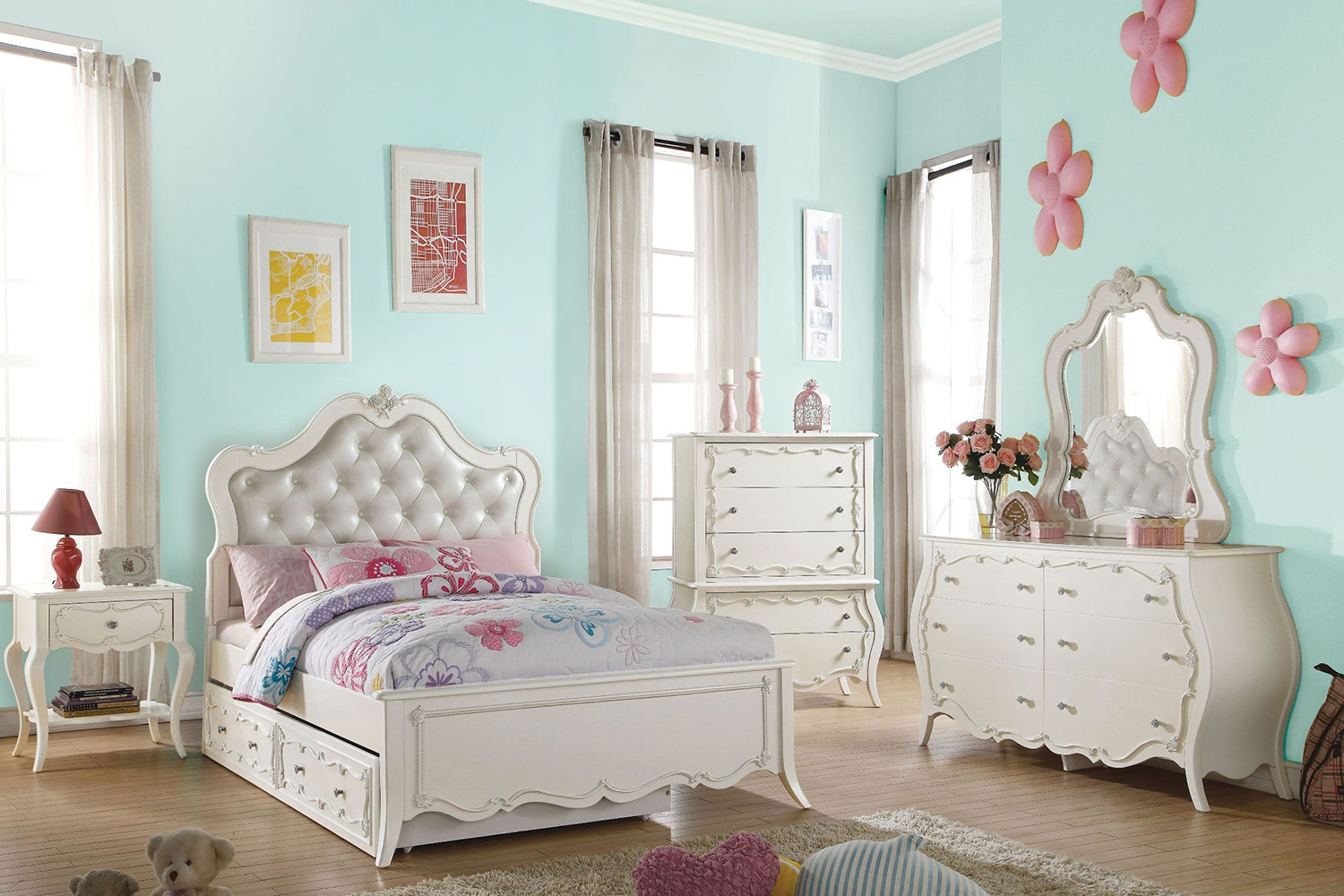 ACME - Edalene Jewelry Armoire in Pearl White