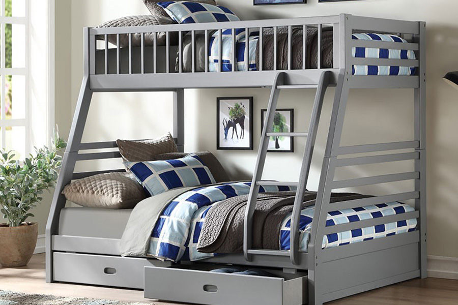 ACME Jason Twin/Full Bunk Bed with Storage - Gray