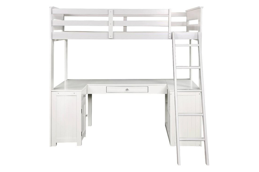 ACME - Ambar Twin Loft Bed with Desk/Bookcase/Chest in Light Gray