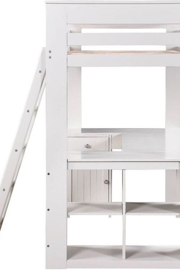 ACME - Ambar Twin Loft Bed with Desk/Bookcase/Chest in Light Gray