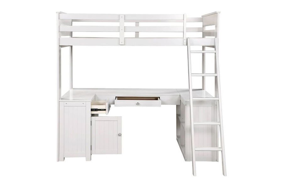 ACME - Ambar Twin Loft Bed with Desk/Bookcase/Chest in Light Gray