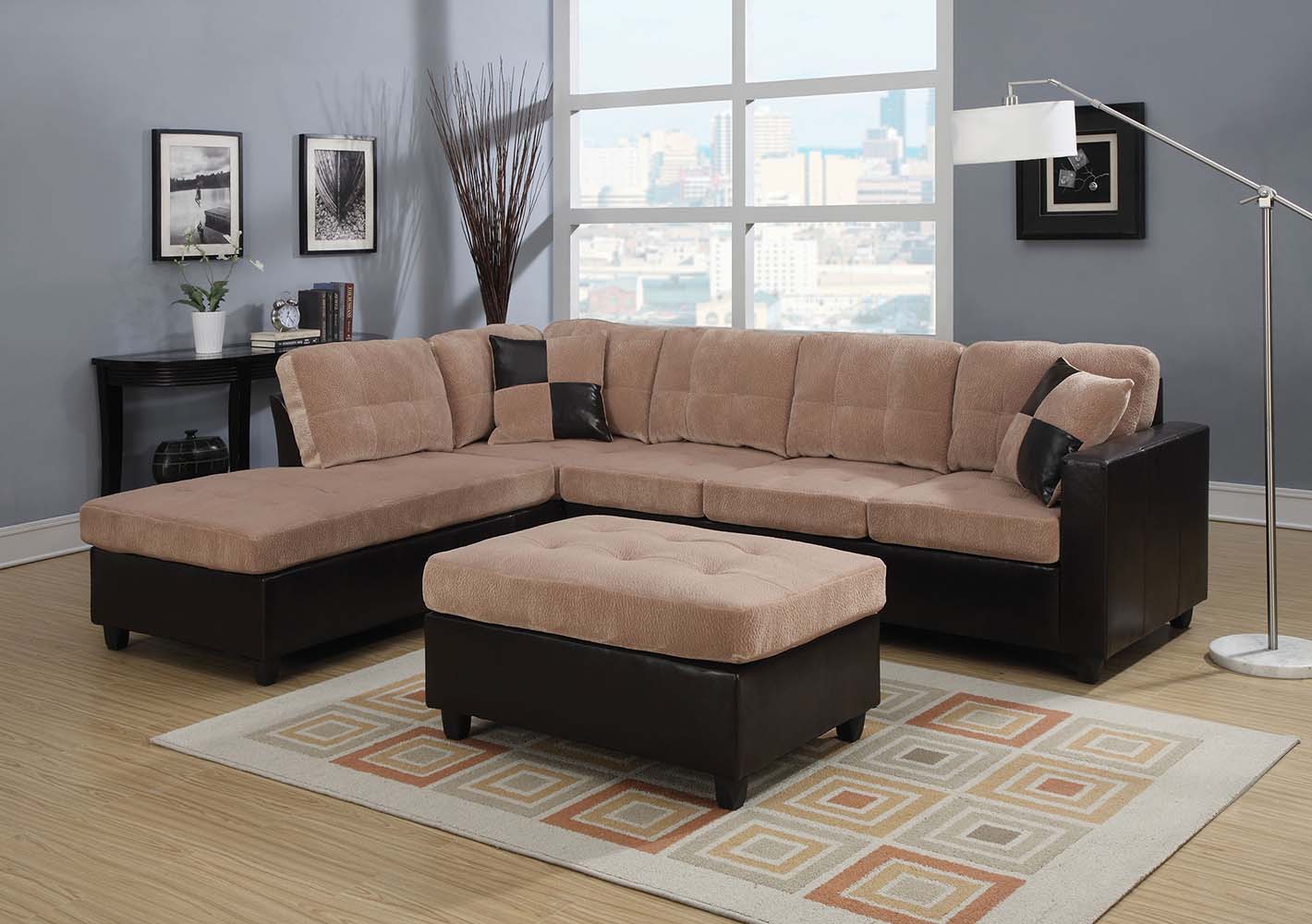 ACME - Milano Ottoman in Camel Champion/Espresso PU