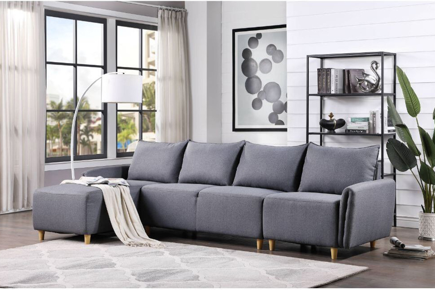 ACME Marcin Sectional Sofa - Gray Fabric