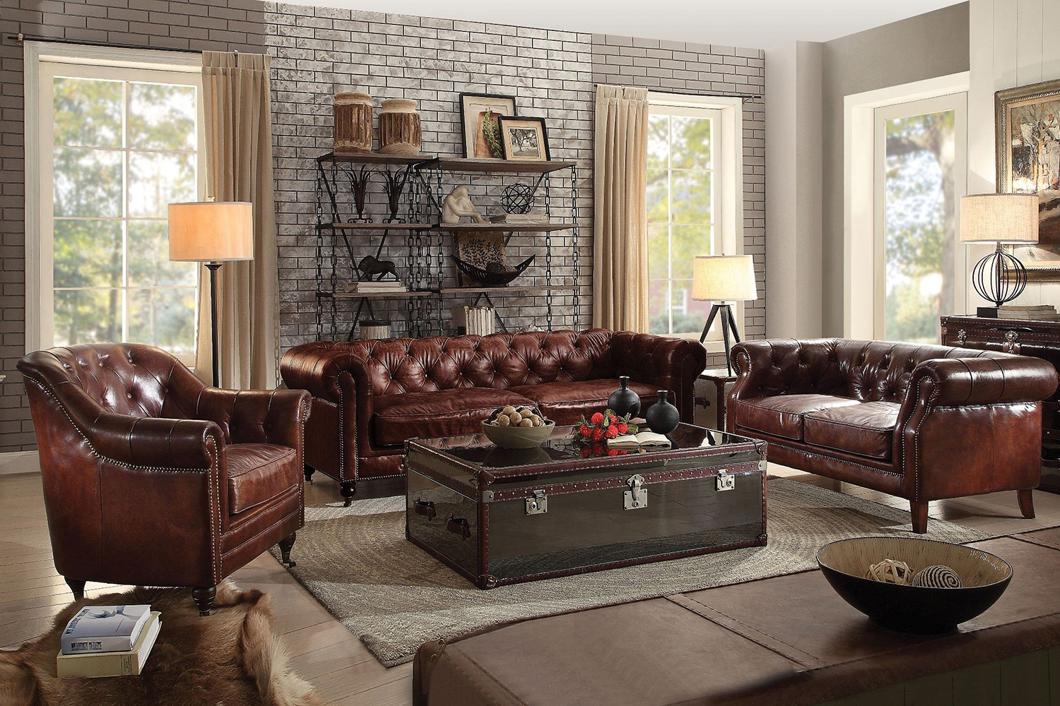 ACME - Aberdeen Accent Chair in Vintage Dark Brown