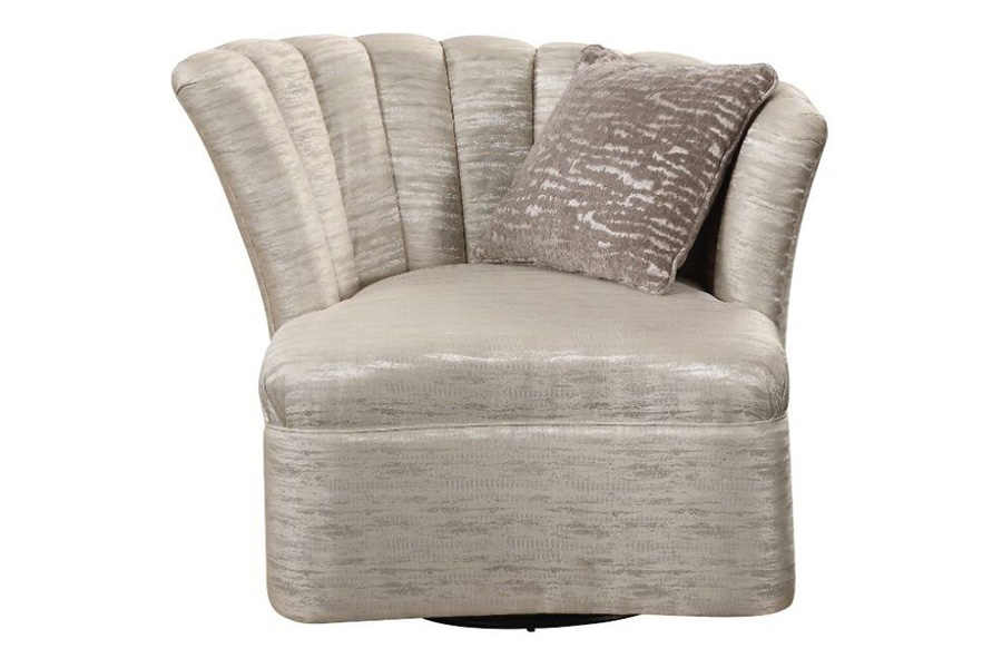 ACME - Athalia Swivel Chair with Pillow in Shimmering Pearl