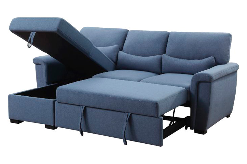 ACME - Haruko Reversible Sectional Sofa with Sleeper & Storage in Blue