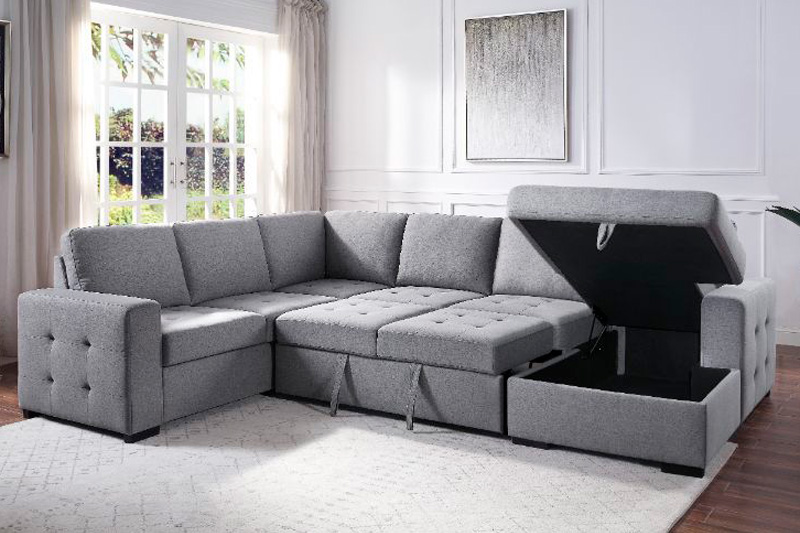 ACME - Nardo Sectional Sofa with Storage in Gray