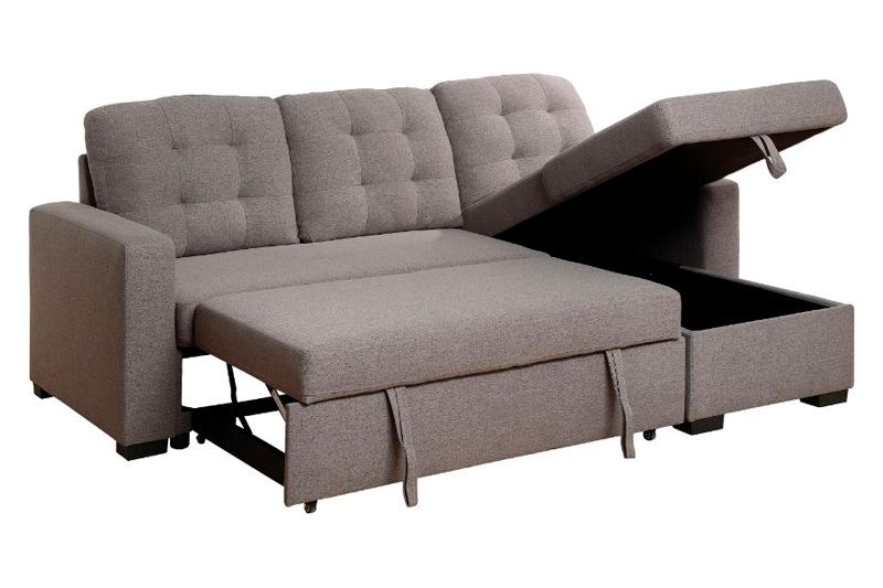 ACME - Chambord Reversible Sectional Sofa with Sleeper & Storage in Gray