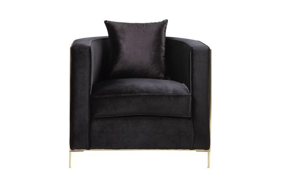 ACME - Fergal Chair with Pillow in Black/Gold