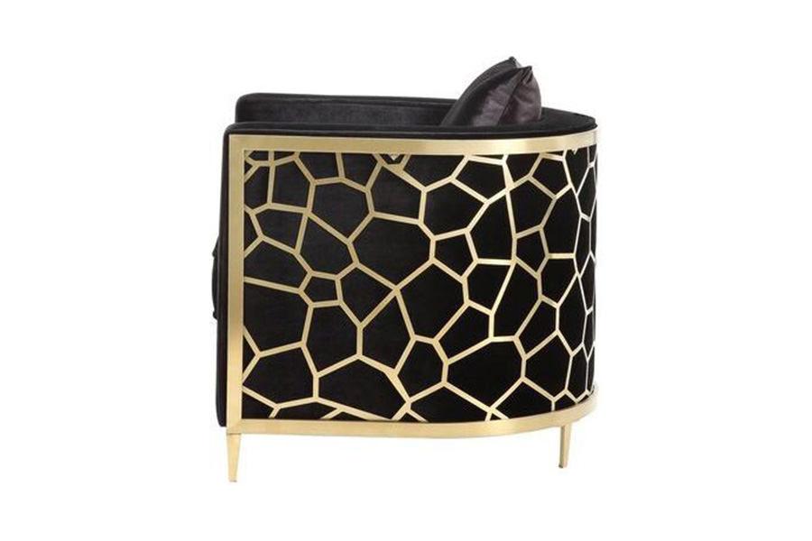 ACME - Fergal Chair with Pillow in Black/Gold