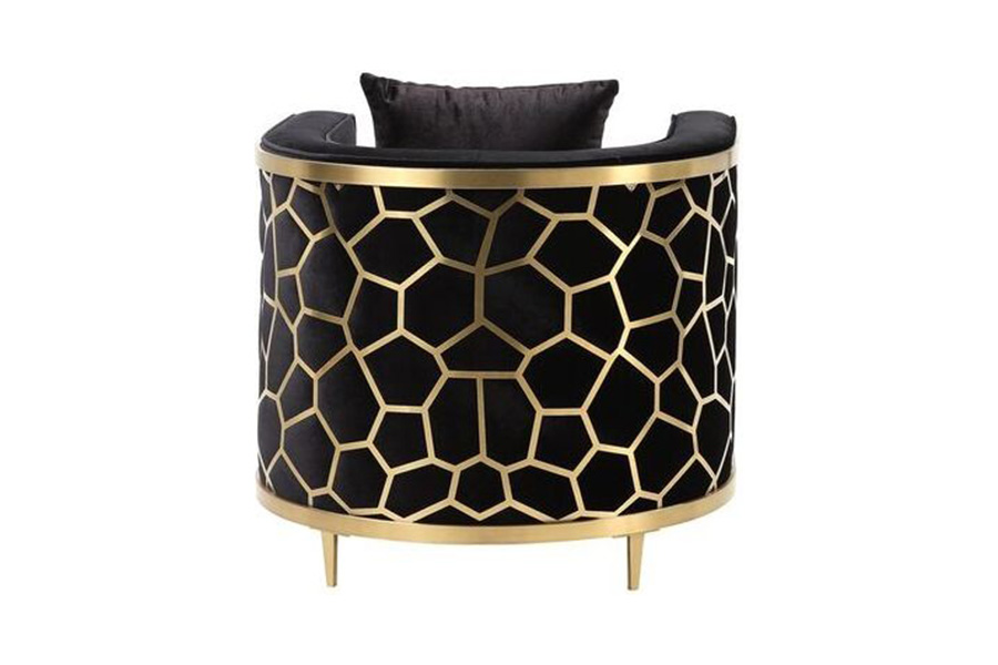 ACME - Fergal Chair with Pillow in Black/Gold