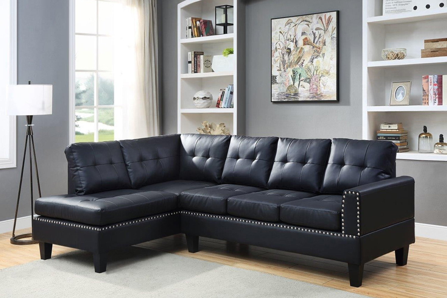 ACME Jeimmur Sectional Sofa - Black PU