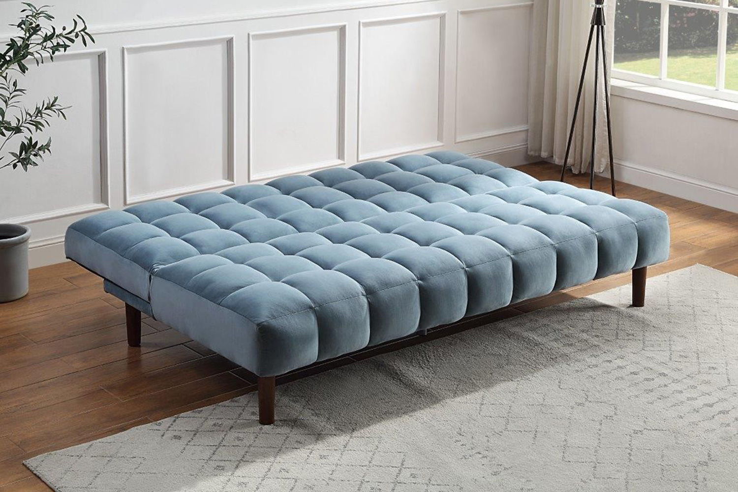 ACME Yolandi Adjustable Sofa - Teal Velvet and Dark Walnut Finish