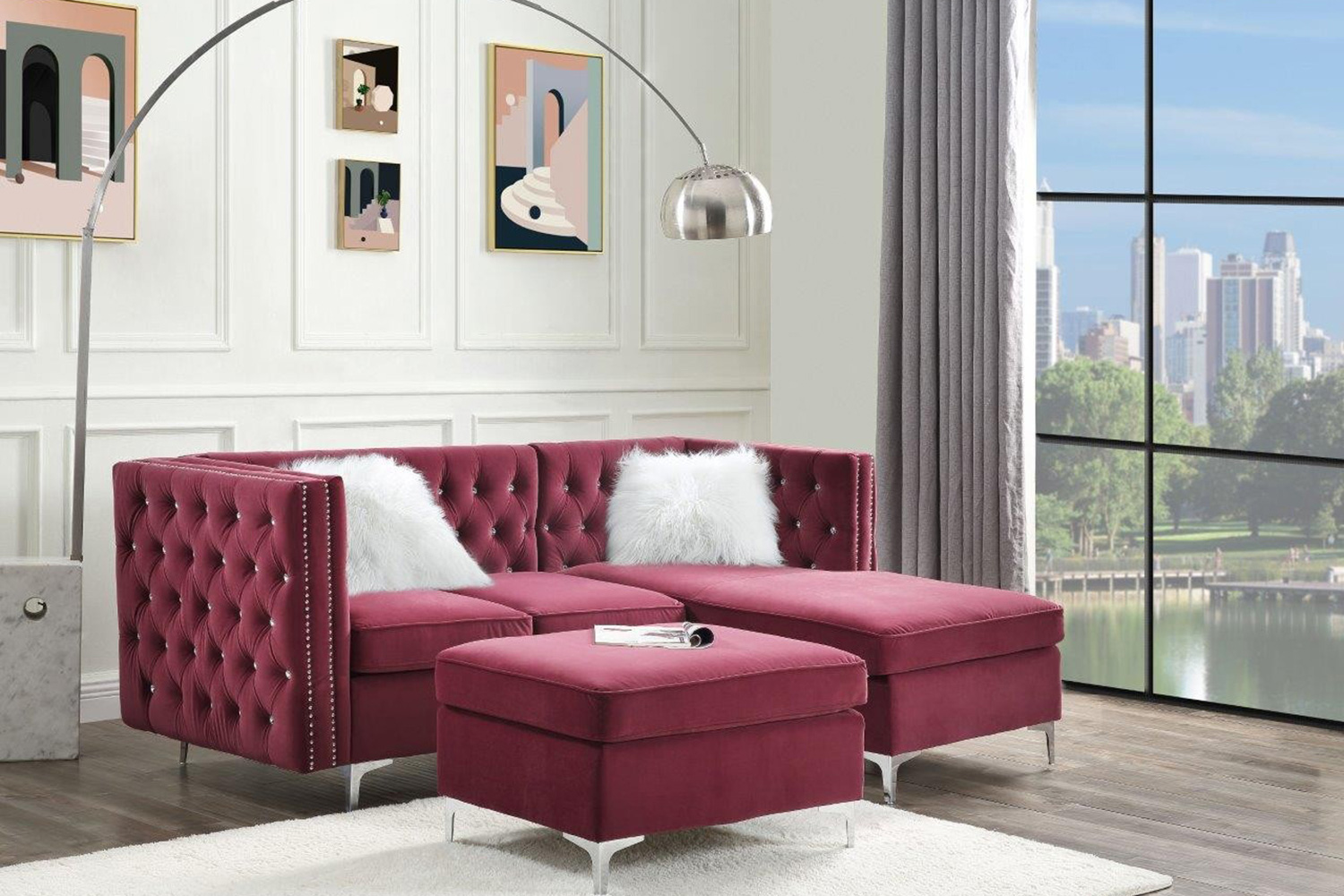 ACME Jaszira Modular Left Facing and Right Facing Arms - Burgundy Velvet
