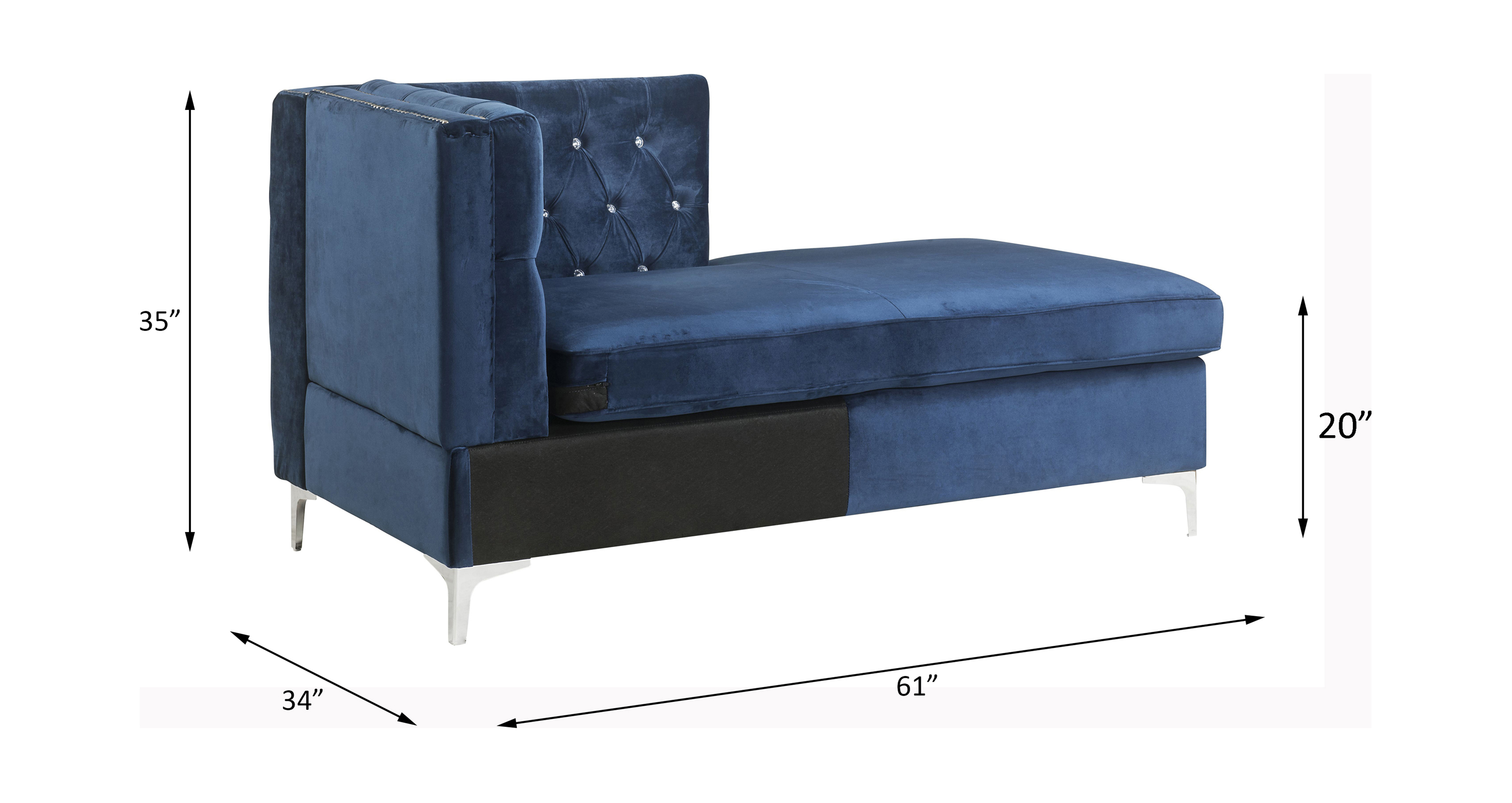 ACME Jaszira Modular Chaise - Blue Velvet