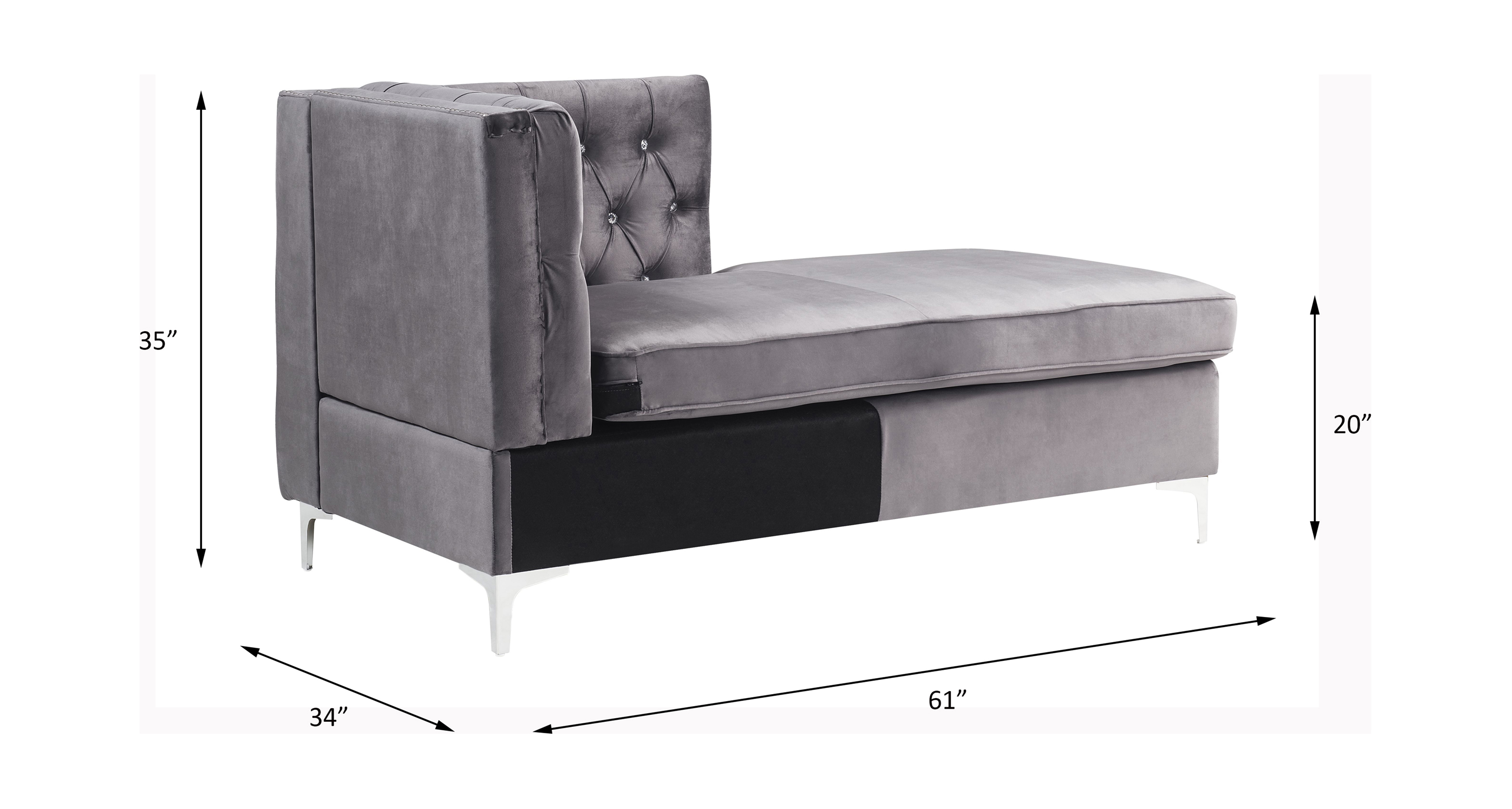 ACME Jaszira Modular Chaise - Gray Velvet