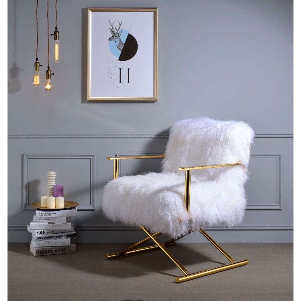 ACME - Bagley Accent Chair in Wool/Gold Brass