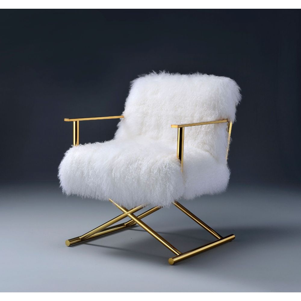 ACME - Bagley Accent Chair in Wool/Gold Brass