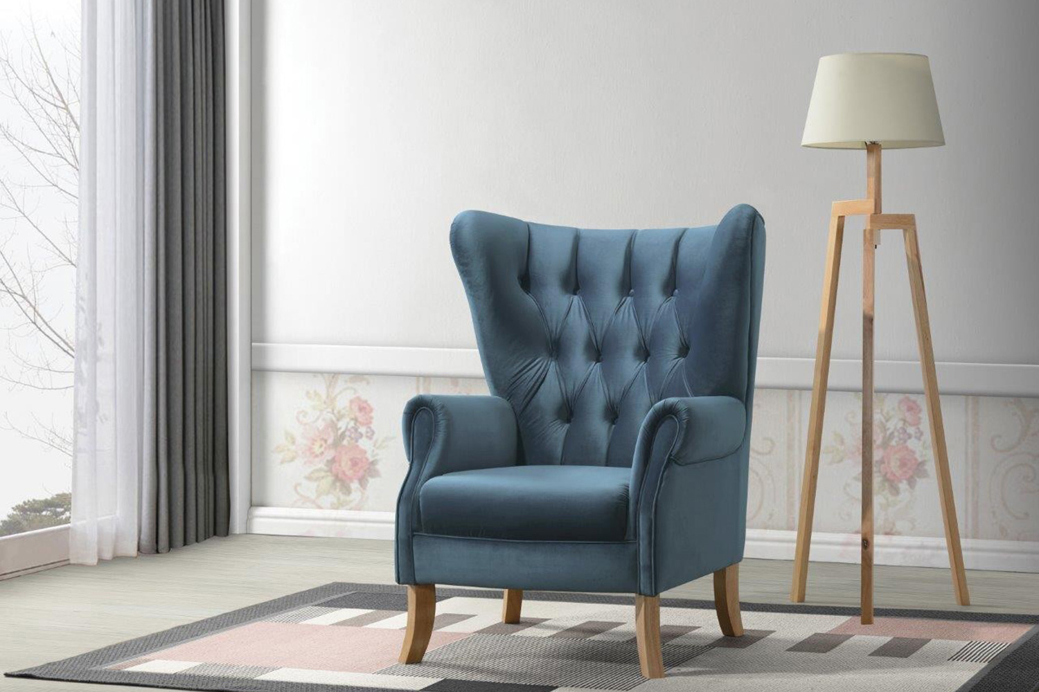 ACME Adonis Accent Chair - Azure Blue Velvet