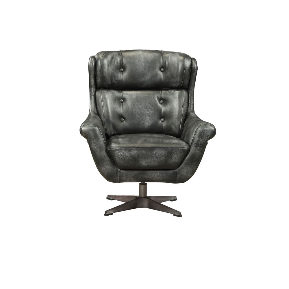 ACME - Asotin Accent Chair with Swivel in Vintage Black
