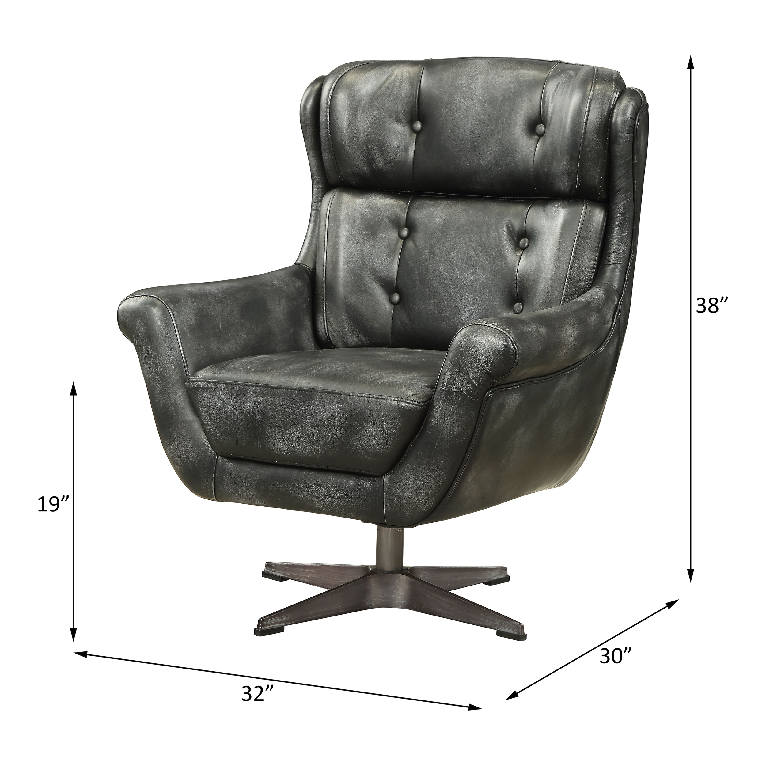 ACME - Asotin Accent Chair with Swivel in Vintage Black