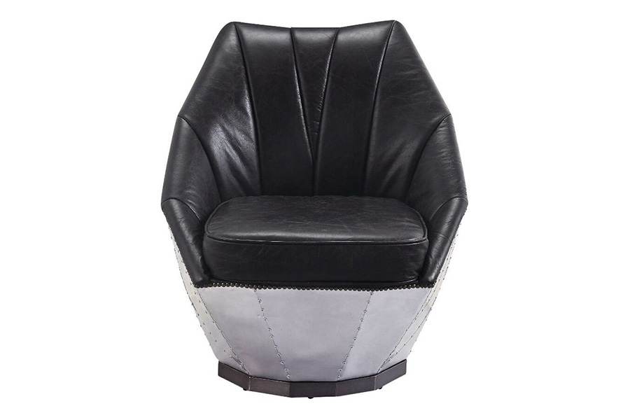 ACME - Brancaster Accent Chair in Distress Espresso/Aluminum