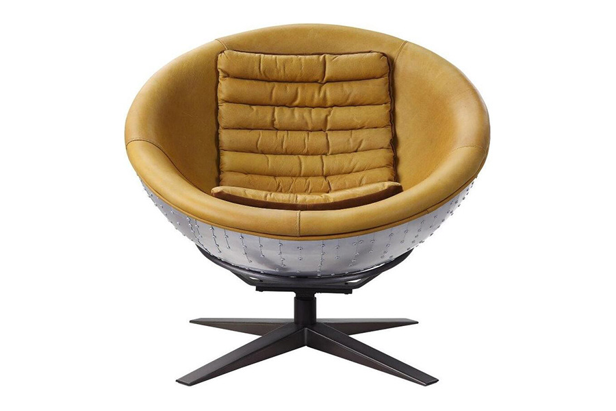 ACME - Brancaster Accent Chair in Turmeric/Aluminum