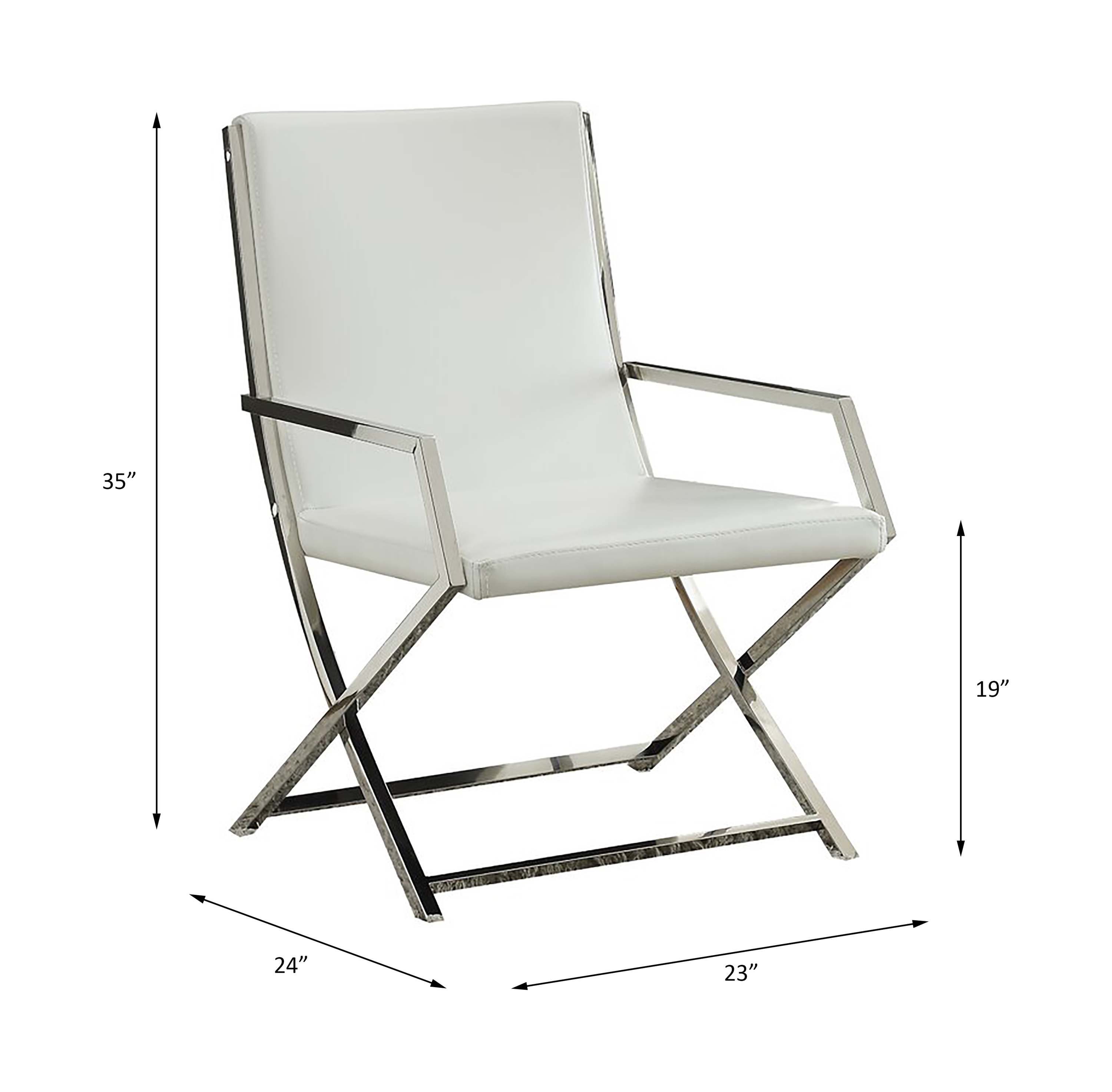 ACME - Rafael Accent Chair in White/Stainless Steel (59775)