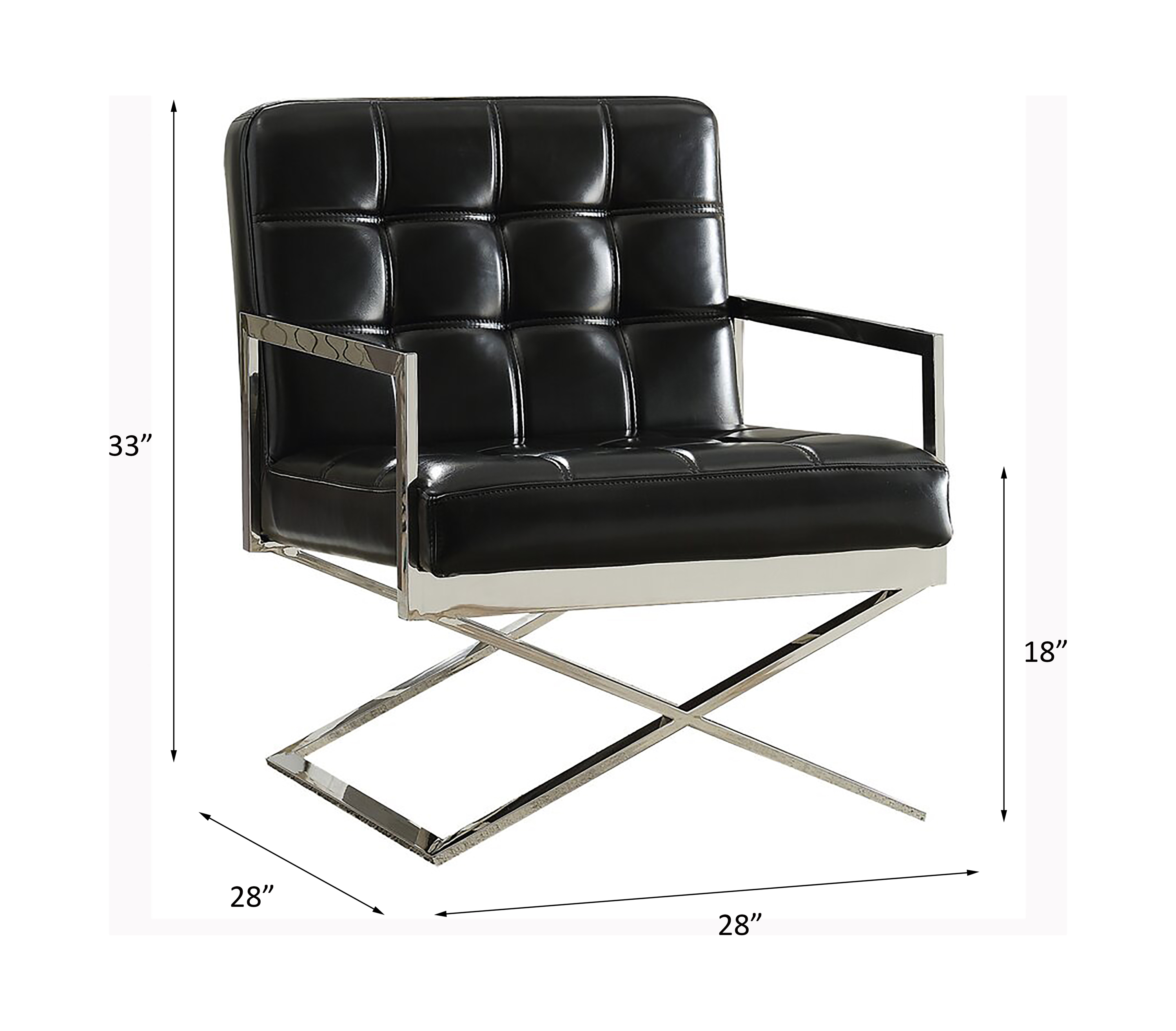ACME - Rafael Accent Chair in Black/Stainless Steel