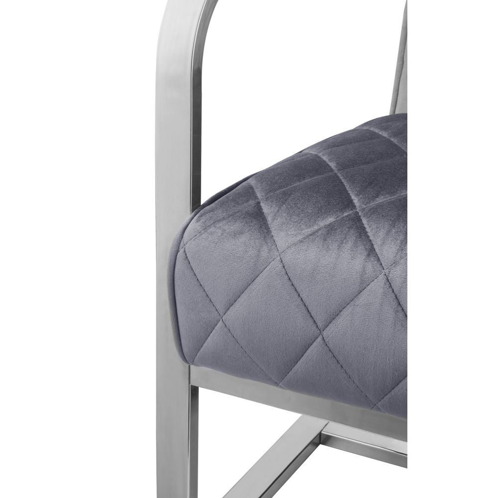 ACME Tasmine Accent Chair - Gray Velvet/Chrome