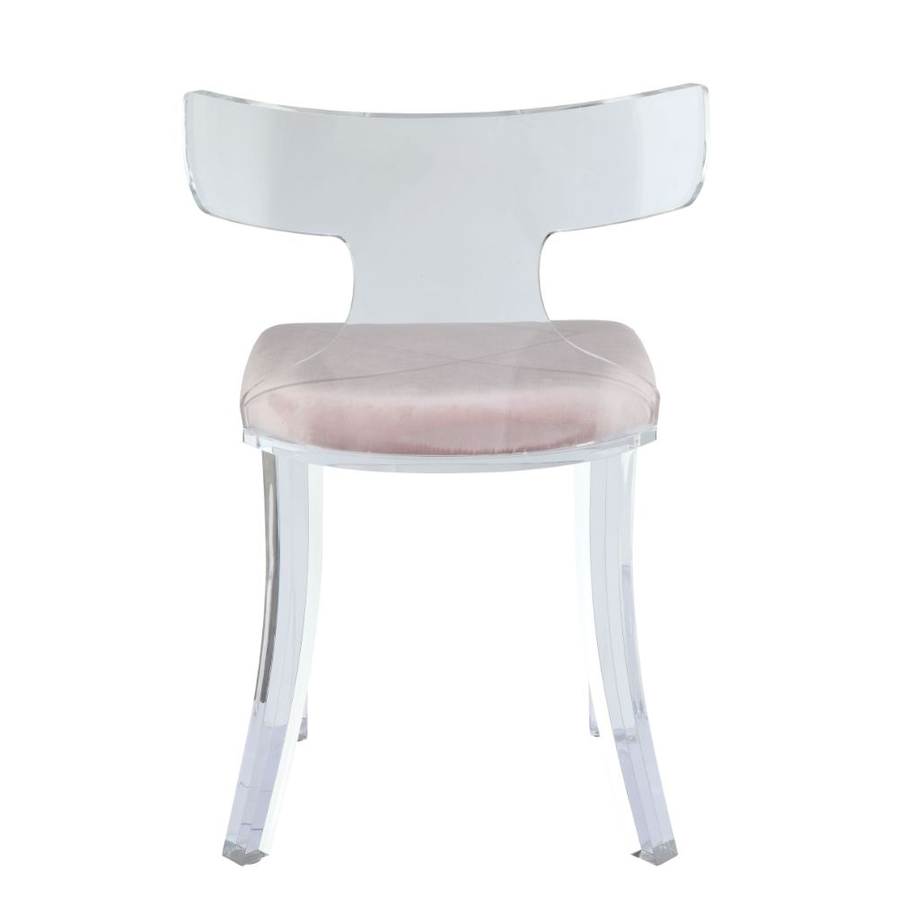ACME Bradley Accent Chair - Light Pink Velvet/Clear Acrylic