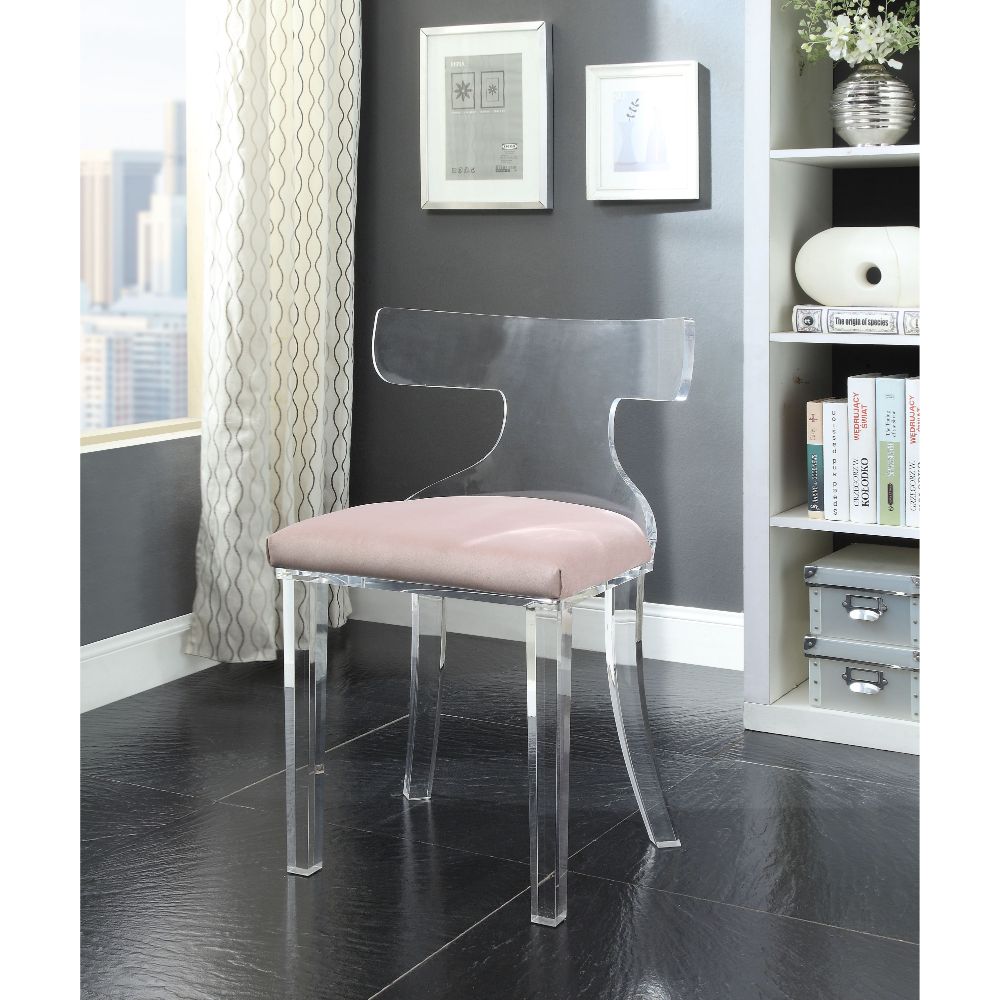 ACME Bradley Accent Chair - Light Pink Velvet/Clear Acrylic