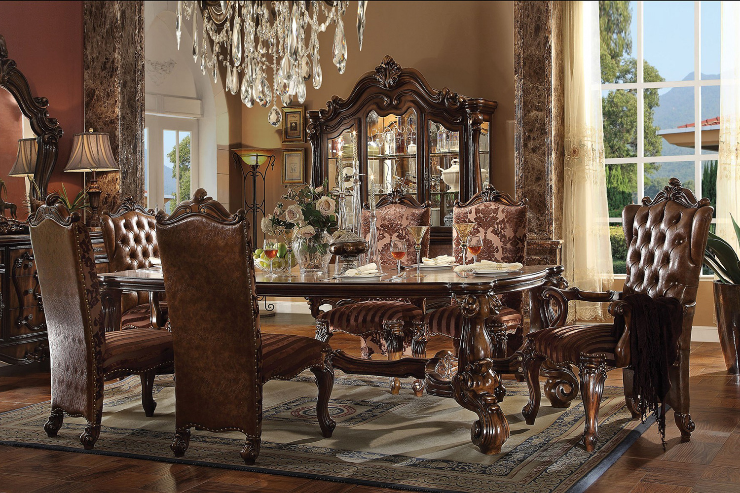 ACME Versailles Buffet with Hutch - Cherry Oak