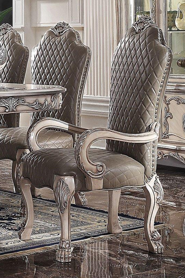 ACME - Dresden Arm Chair (Set-2) in Vintage Bone White