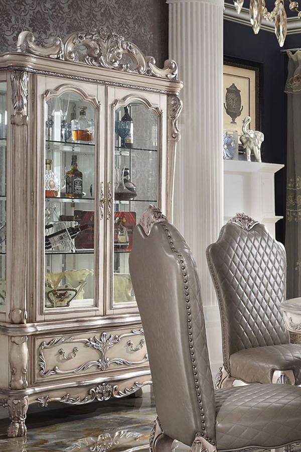 ACME Dresden Curio Cabinet - Vintage Bone White