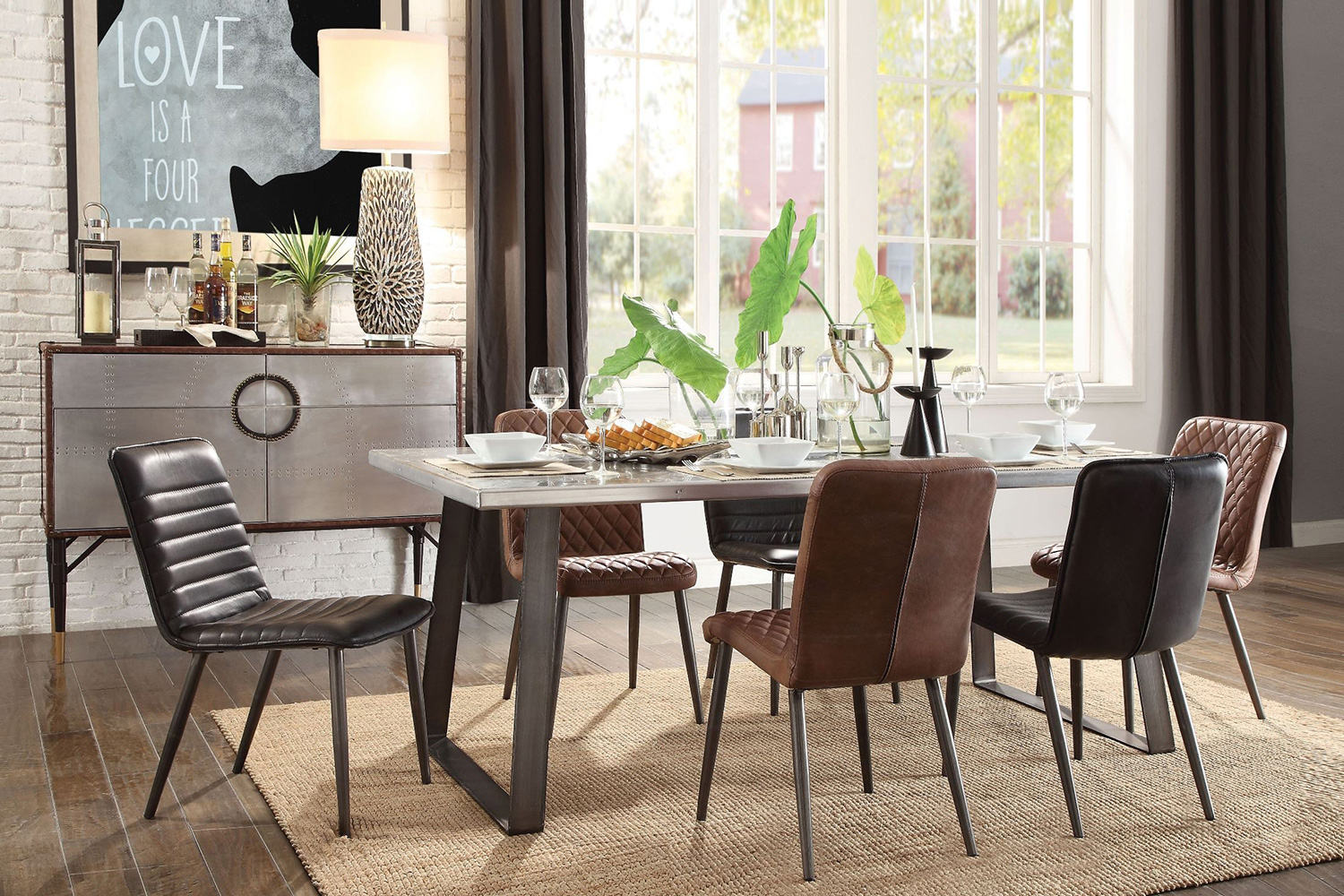 ACME - Kaylia Dining Table in Aluminum/Gunmetal
