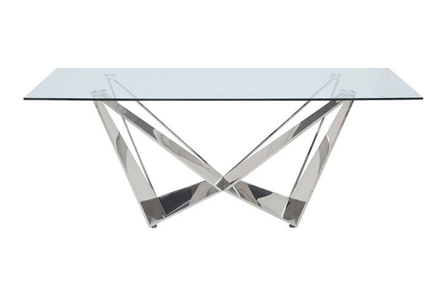 ACME - Dekel Dining Table in Clear Glass Top/Stainless Steel