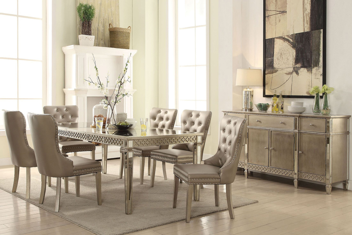 ACME - Kacela Server in Mirrored/Champagne