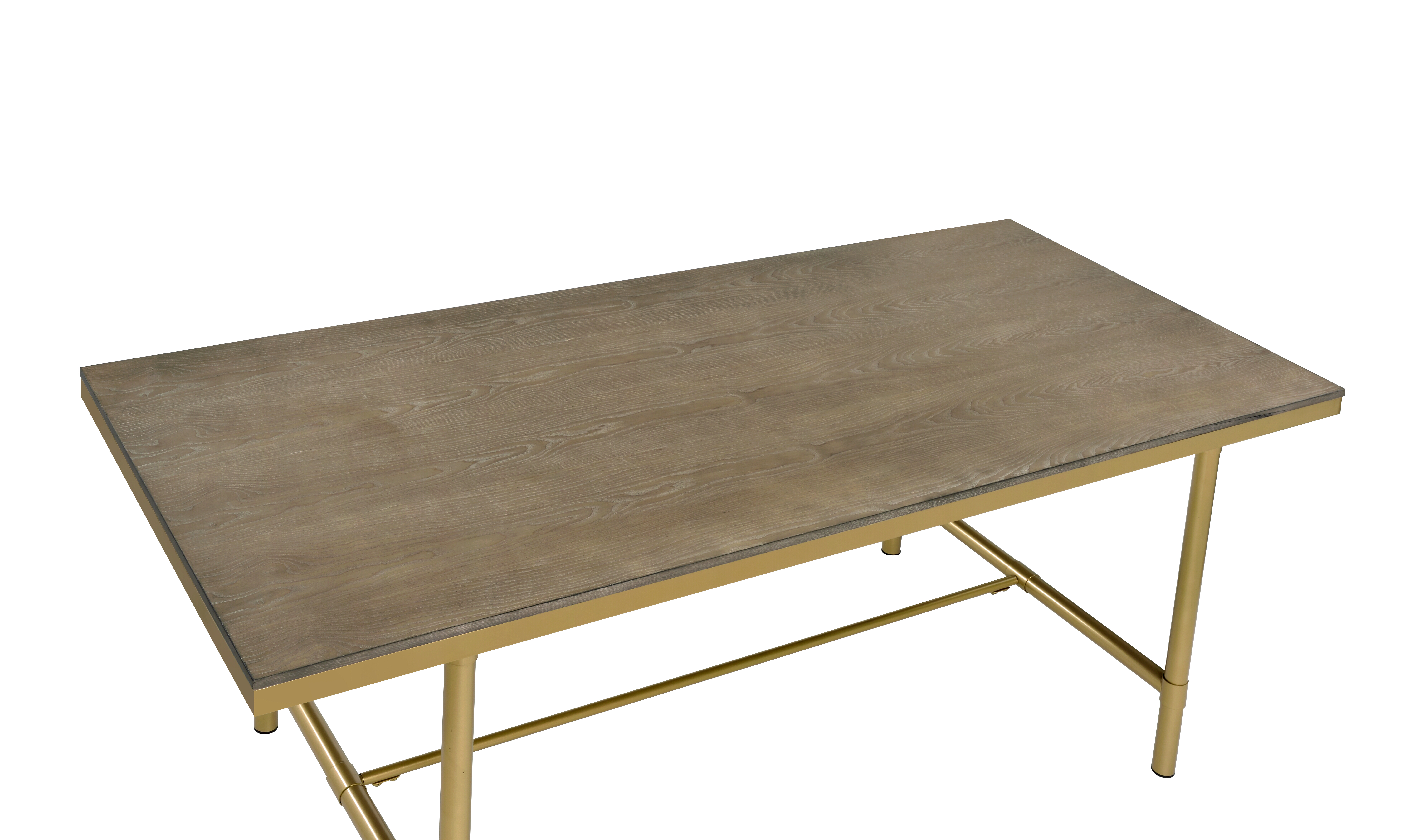 ACME - Entropy Dining Table in PU/Ash Oak/Champagne