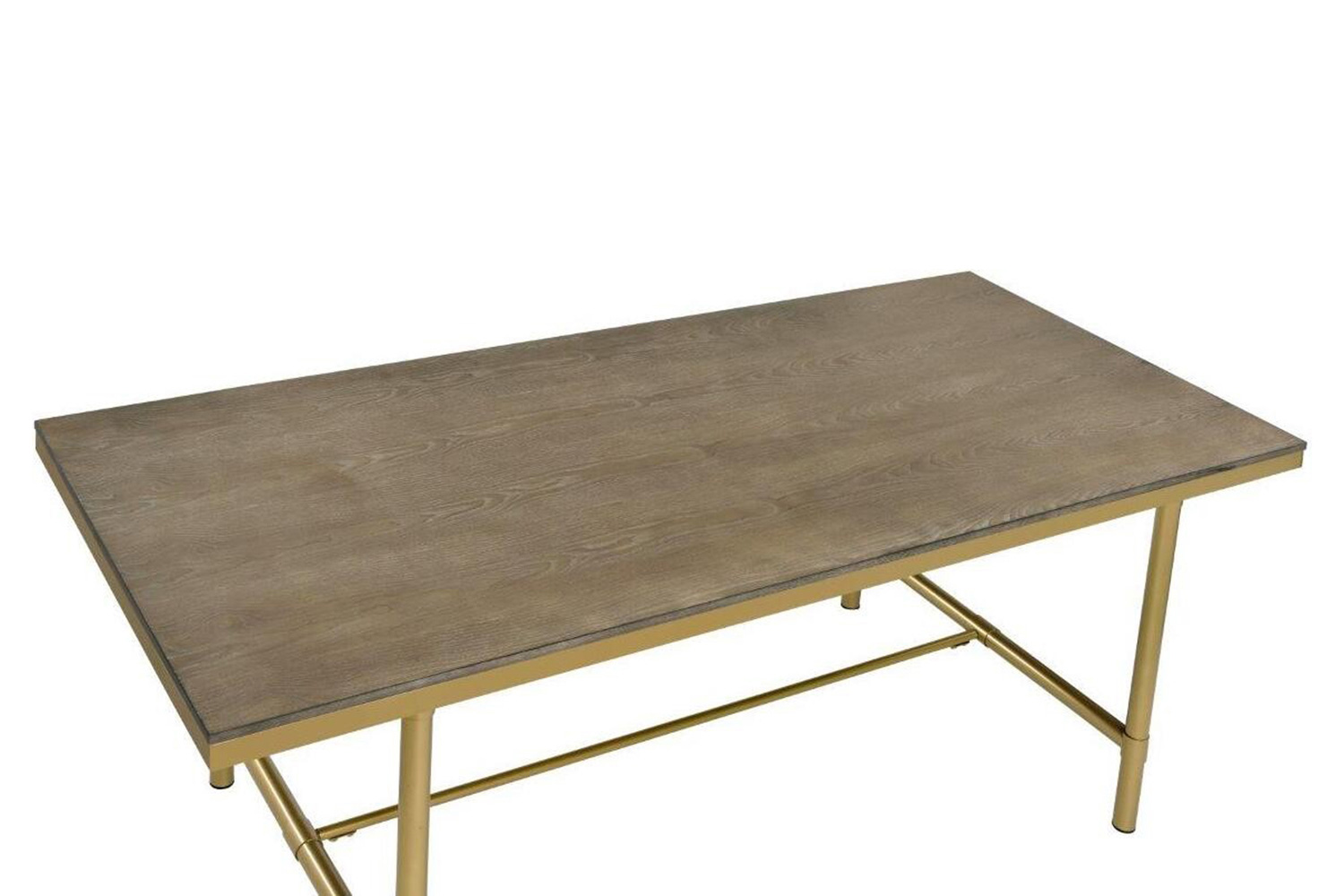 ACME - Entropy 5PC Dining Set in White/Brushed Gold