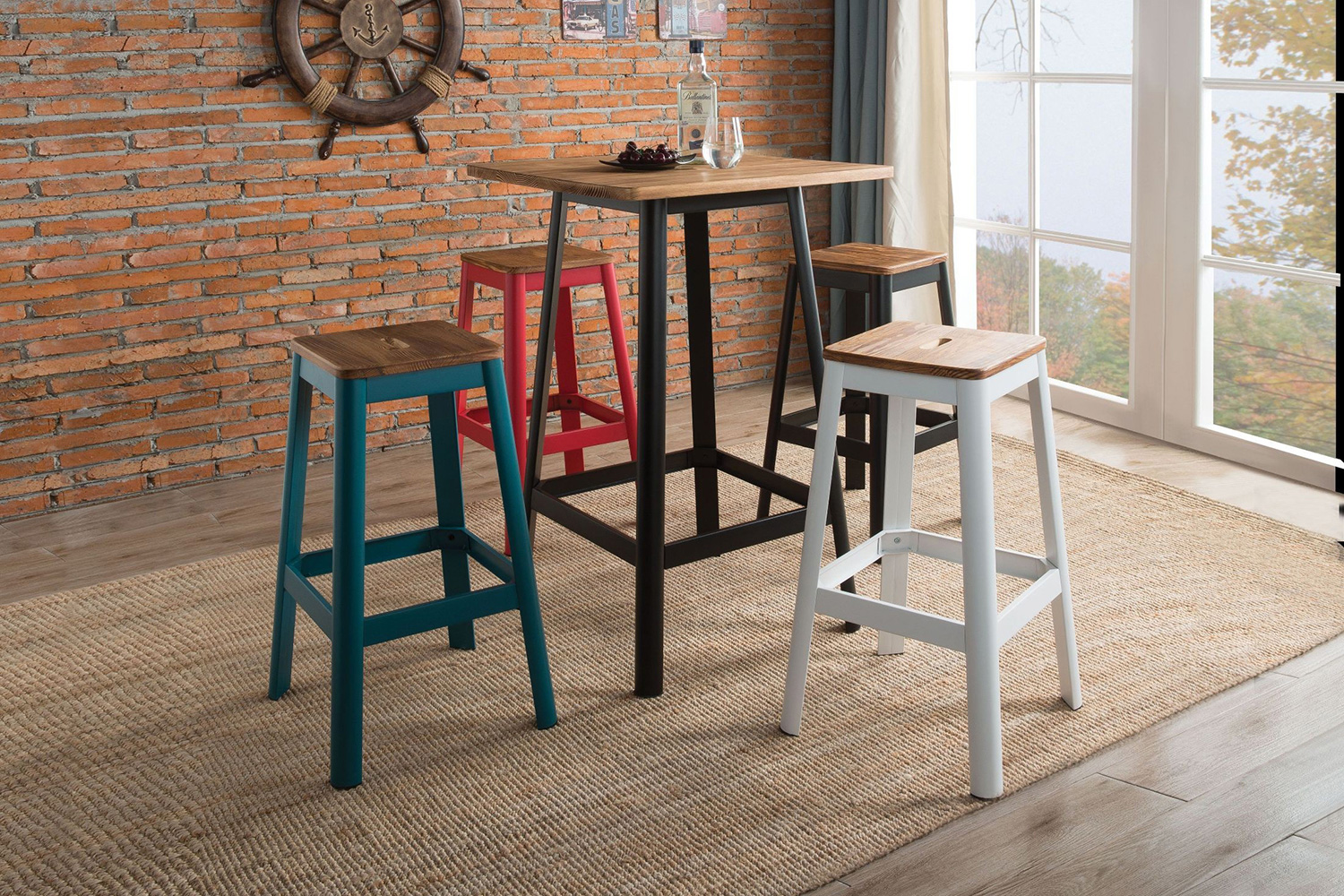 ACME - Jacotte Bar Table in Natural/Black