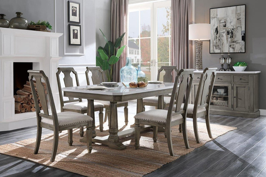 ACME - Zumala Server in Marble Top/Weathered Oak