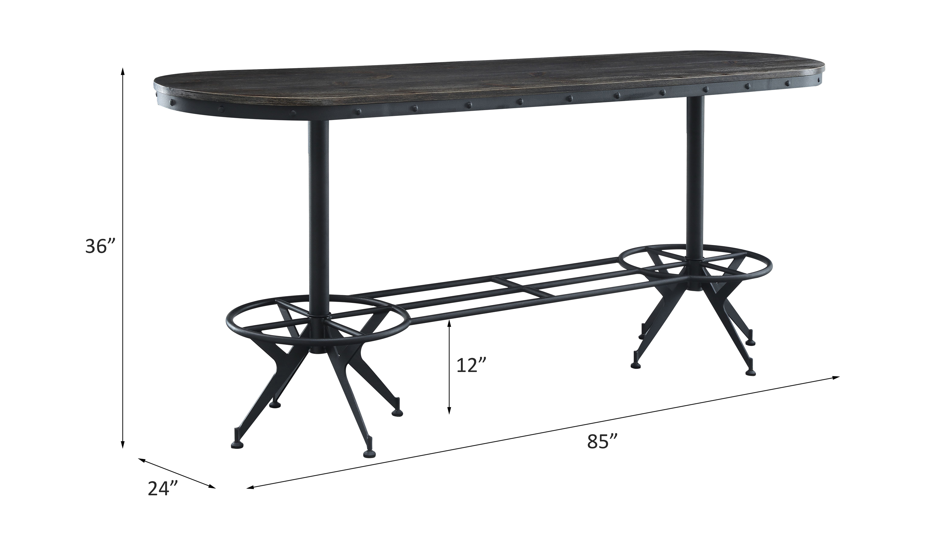 ACME - Zangief Counter Height Table in Salvaged Brown/Black