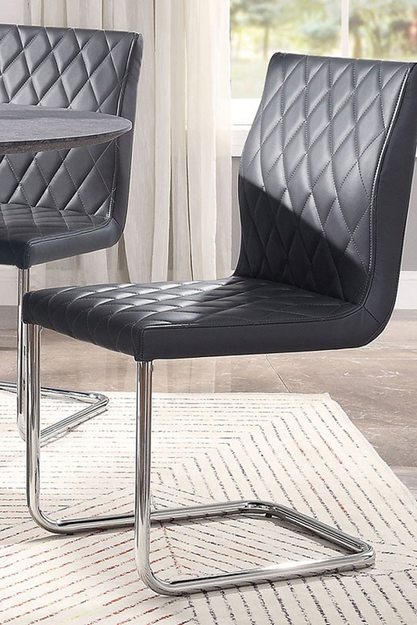 ACME - Ansonia Side Chair (Set-2) in Gray/Chrome