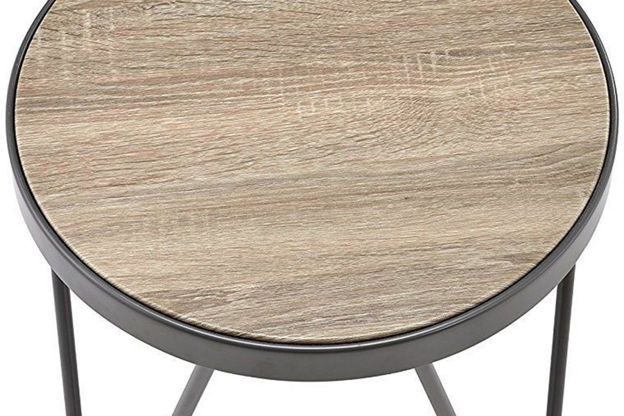 ACME Bage End Table - Weathered Gray Oak/Metal