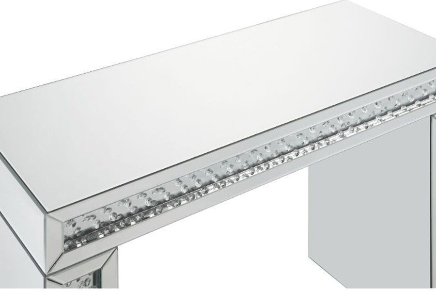 ACME - Nysa Vanity Desk in Mirrored/Faux Crystals (90159)